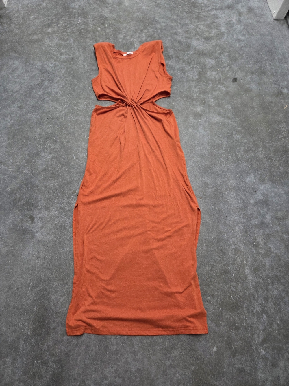 Anrabees Sleeveless Twist-Knot Maxi Dress Fiery Sultry Summer Size L